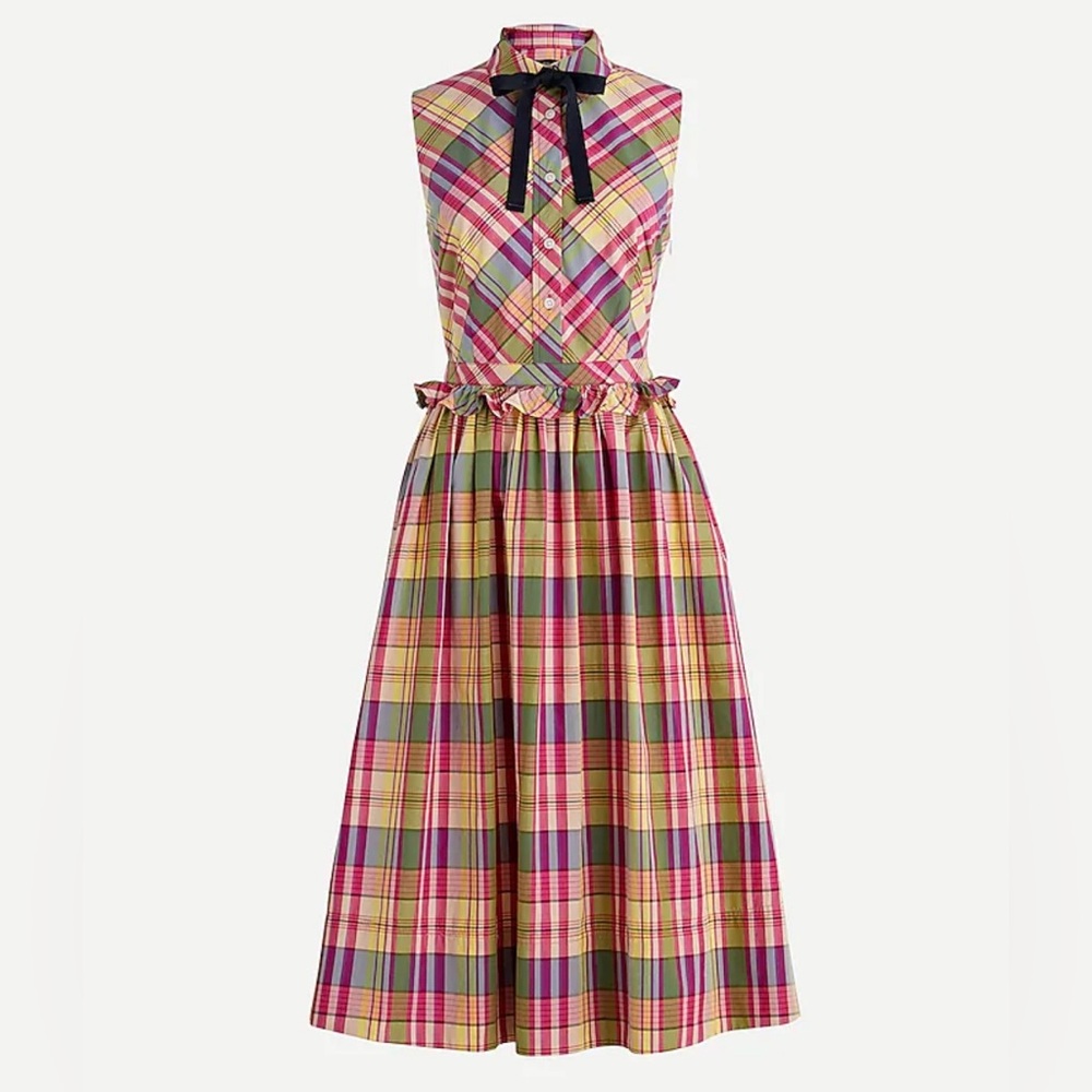 J.Crew Shirtdress in Plaid with Removable Necktie Size 10